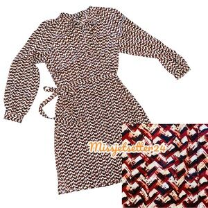 Ann Taylor Women's Long Sleeve Tie Neck Button-down shirt dress NWOT Medium